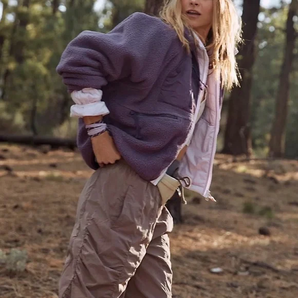 Free People Hit The Slopes Fleece Jacket Blackberry - Picture 2 of 6